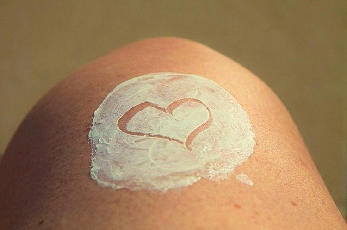 white sunscreen on skin