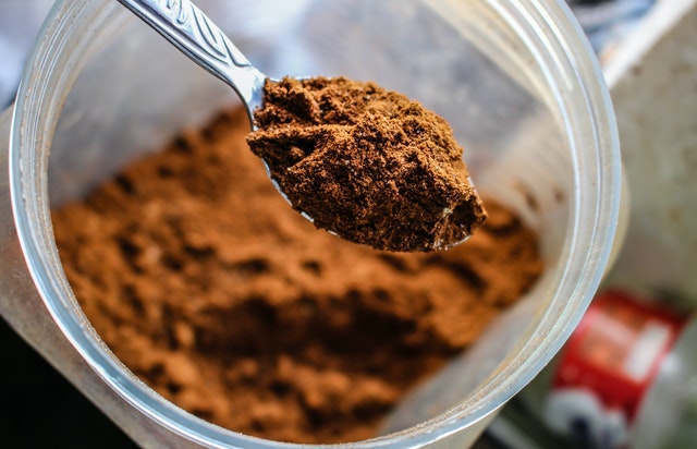 cocoa powder on a spoon
