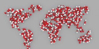 An image of the world as pills to represent the growth of online pharmacies.
