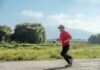 Middle aged man jogging- perhaps he uses glucosamine for joint pain or osteoarthritis